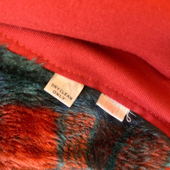 Vintage Union Made Plaid Faux Fur Lined Belted Trench Rust Color - Picture 8 of 11